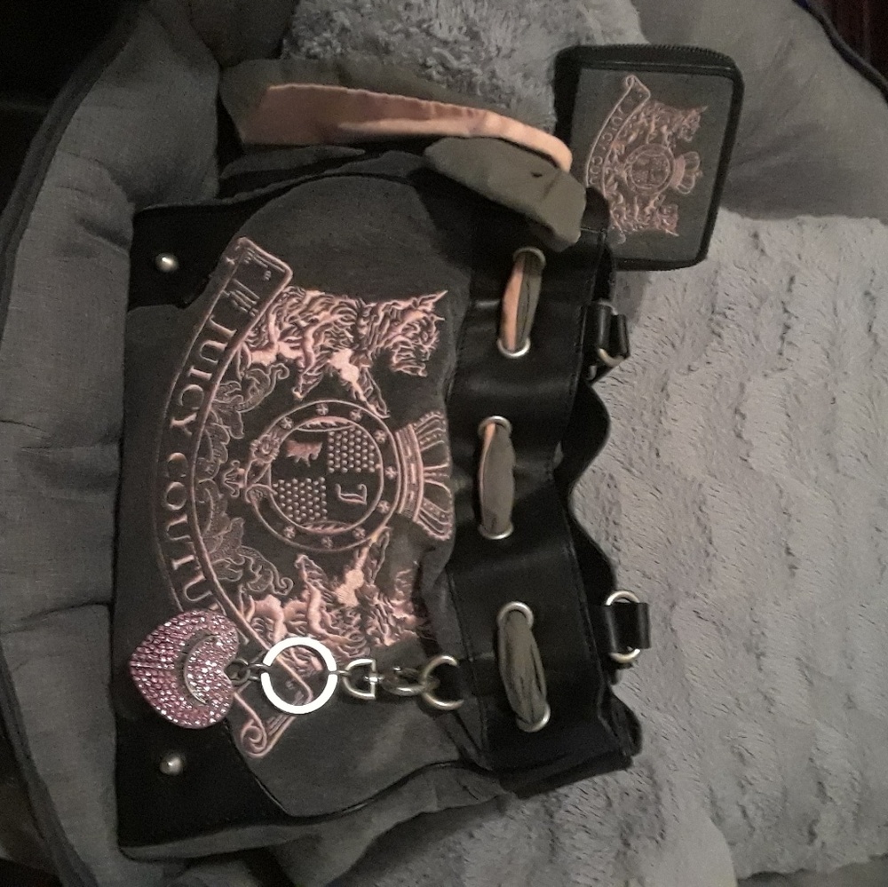 Aunthetic juicy couture set of bag and wallet.
